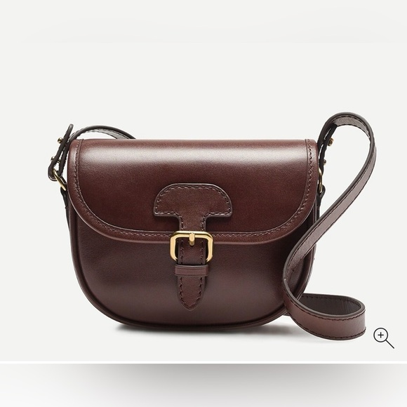 J. Crew Handbags - J Crew Elegant Brown 100% Leather Small Saddle Bag